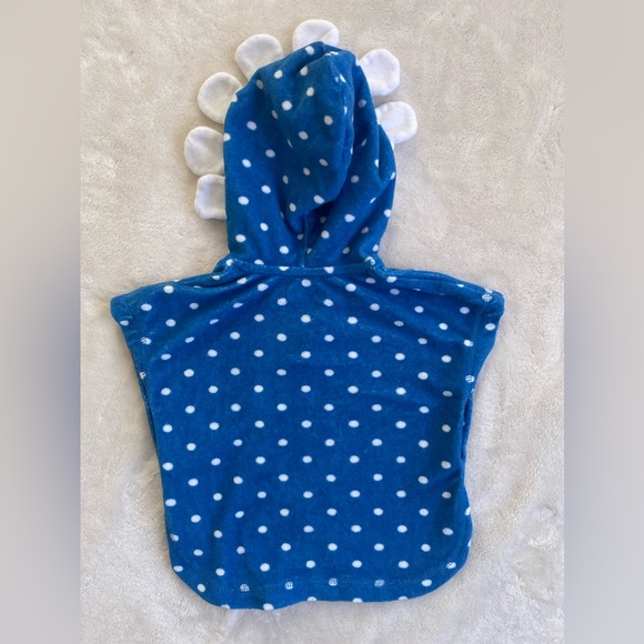 Baby Boden Swimsuit with Matching Towel (Blue with White Polkadots and Flower) - Picture 3 of 7